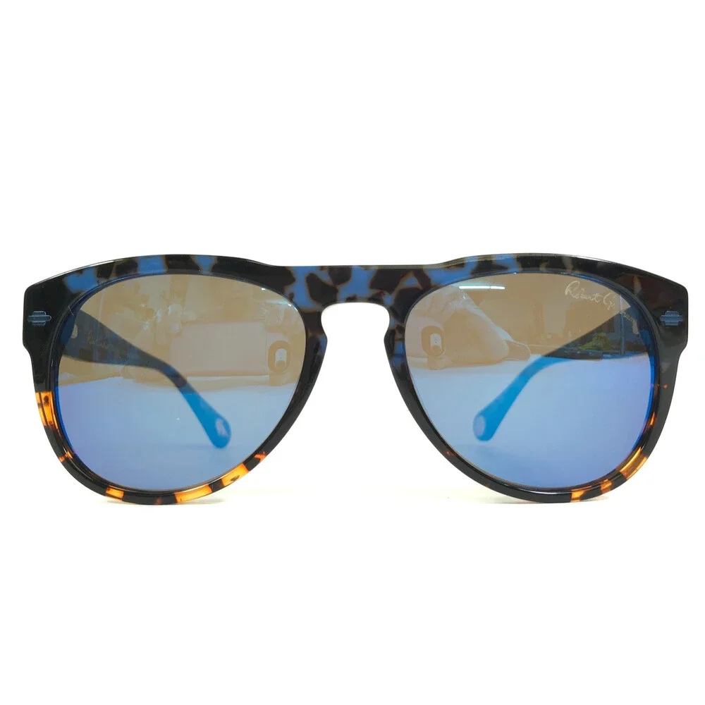 Robert Graham Sunglasses HANK BLU Blue Brown Square Frames w/ Blue Mirror Lenses